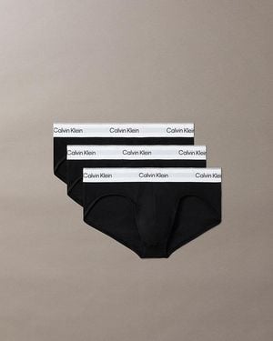 Calvin Klein 3 Pack Icon Cotton Stretch Hip Briefs - Black