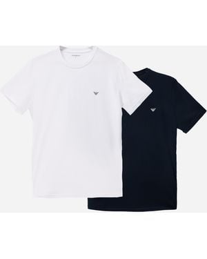 Emporio Armani 2-Pack Crew Neck T-Shirts With Eagle Logo - Blue