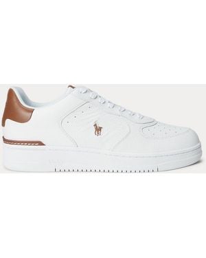 Ralph Lauren Masters Court Leather Trainer - Natural