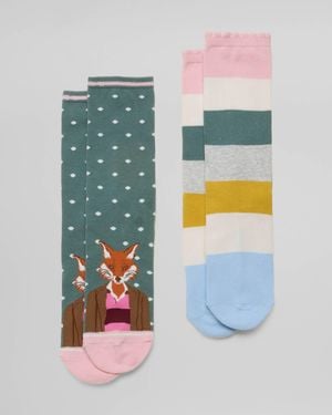 Joules Everyday 2 Pack Socks - White