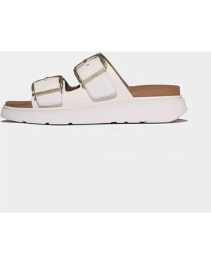 Fitflop Gen-Ff Buckle Two-Bar Leather Slides - White