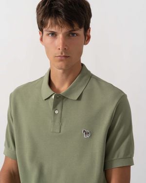 Paul Smith Ps Regular Fit Short Sleeve Organic Cotton Zebra Polo Shirt - Green