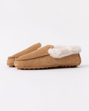 HUNTER Sherpa Collar Moccasin Slippers - Natural