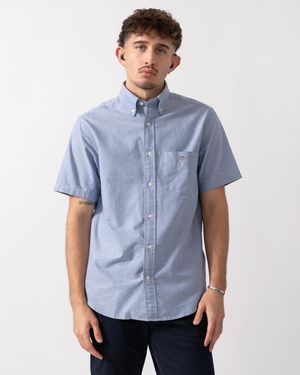 GANT Regular Fit Short Sleeve Oxford Shirt - Blue