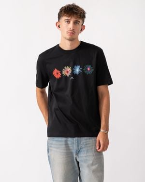 Paul Smith Ps Casual Fit Short Sleeve Flowers T-Shirt - Black