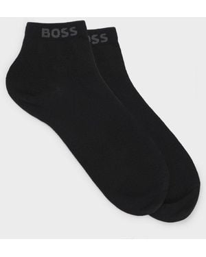 BOSS 2-Pack Short Socks With Logo Cuffs - Black