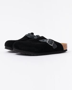 Birkenstock Boston Braided Suede Leather Clogs - Black