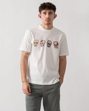 Paul Smith Ps Casual Fit Skulls T-Shirt - White