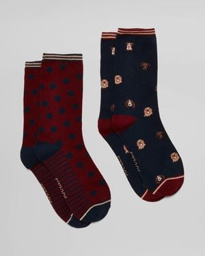 Joules Everyday 2 Pack Socks - Red