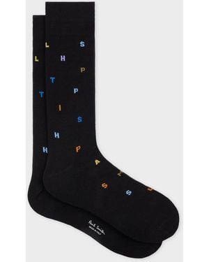 Paul Smith Keanu Stamp Pattern Socks - Black