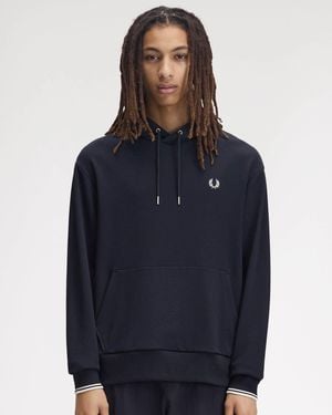 Fred Perry Tipped Cuff Hooded Sweatshirt - Blue
