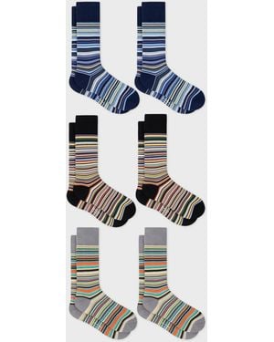 Paul Smith 6-Pack Signature Stripe Socks - White