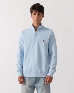 Paul Smith Ps Regular Fit Zebra Logo 1/4 Zip Top - Blue