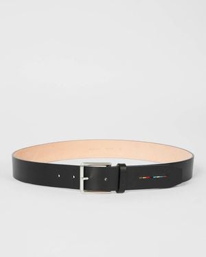 Paul Smith Stitch Stripe Leather Belt - Grey