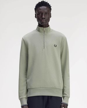 Fred Perry Half Zip Sweatshirt - Green
