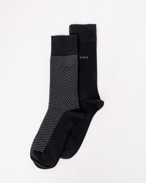 BOSS Minicube 2 Pack Combed Cotton Socks - Black