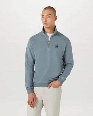 Belstaff Quarter Zip Sweatshirt Flint, Size: M - Blue