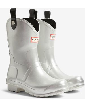 HUNTER Original Metallic Cowboy Boot Wellies - White