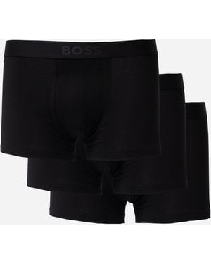 BOSS 3-Pack Stretch-Cotton Trunks With Logo Waistbands - Black
