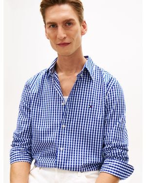 Tommy Hilfiger Flex Poplin Gingham Long Sleeve Shirt - Blue
