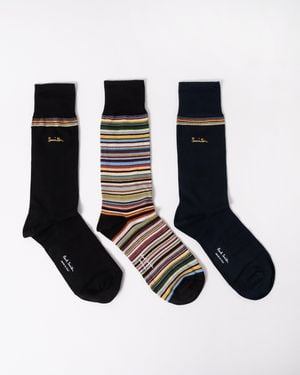 Paul Smith 3-Pack Socks With Signature Logo - Black