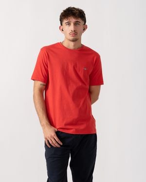 GANT Regular Fit Short Sleeve Shield Logo T-Shirt - Red