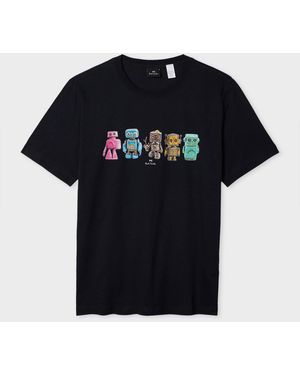 Paul Smith Ps Regular Fit Robots Graphic T-Shirt - Black