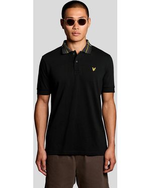 Lyle & Scott Tartan Collar Polo Shirt - Black