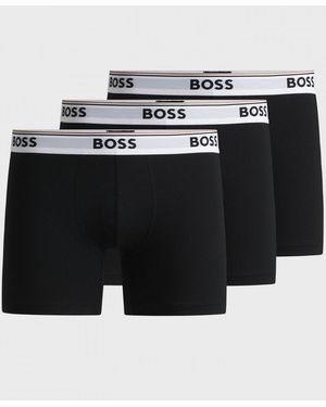 BOSS Power Three Pack Stretch Cotton Boxer Briefs With Logos Nos Size: M - Black