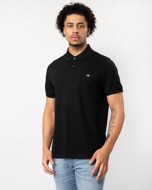 GANT Regular Fit Short Sleeve Shield Logo Pique Polo Size: M - Black
