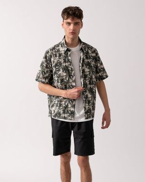 ARMANI EXCHANGE Palm Tree Print Hawaiian Shirt - Multicolour
