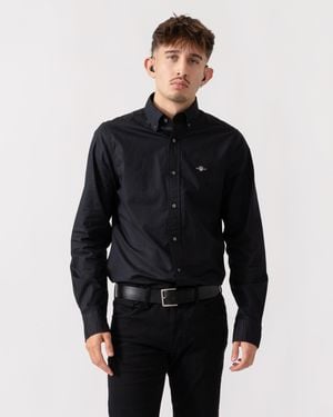 GANT Slim Fit Long Sleeve Poplin Shirt - Black