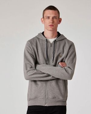 Paul Smith Ps Reg Fit Zip Hoodie With Zebra Logo - Grey