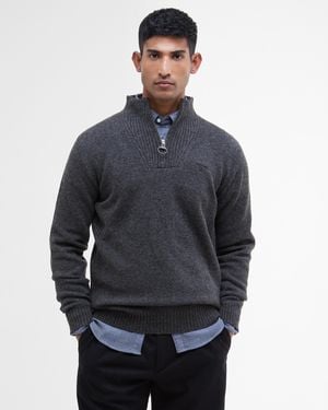 Barbour Essential Lambswool Half-Zip Jumper - Blue