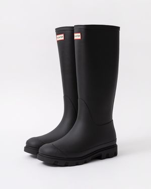 HUNTER Downpour Tall Insulated Boot Rubber Wellington Boots - Black