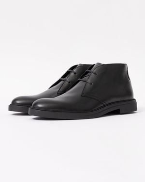 BOSS Calev Leather Desert Boots With Signature Stripe Detailing - Black