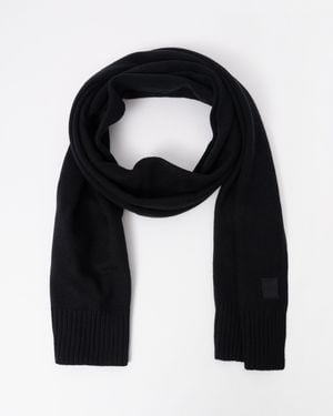 BOSS Akaio R Plain-Knit Scarf With Woven Logo Badge - Black