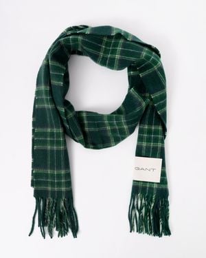 GANT Checked Wool Scarf - Green