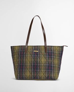 Barbour Wetherham Quilted Tartan Tote - White