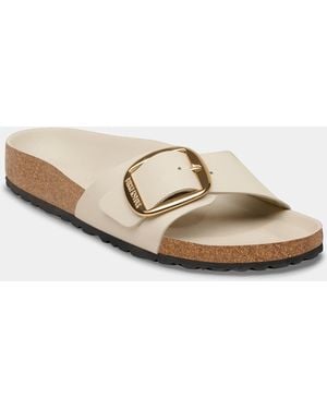 Birkenstock Madrid Big Buckle Natural Patent Leather Sandals - White