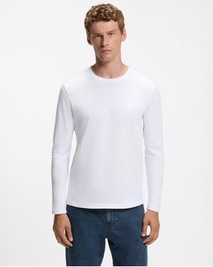 BOSS Tacks Long Sleeve T-Shirt With Logo Patch - White