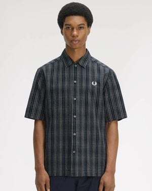 Fred Perry Seersucker Check Shirt - Grey