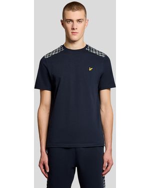 Lyle & Scott Check Panelled T-Shirt - Blue