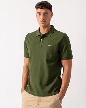 GANT Regular Fit Short Sleeve Shield Logo Pique Polo - Green