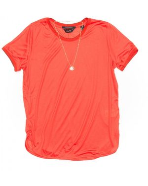 Maison Scotch Short Sleeve Lurex Rib Detailed Tee - Red