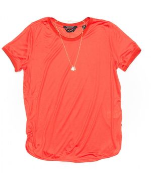 Maison Scotch Short Sleeve Lurex Rib Detailed Tee - Red