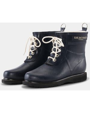 Ilse Jacobsen Rub Laced Short Rubber Boots - Blue
