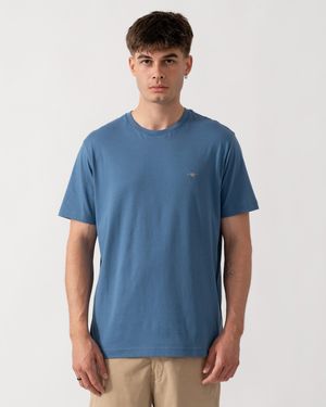 GANT Regular Fit Short Sleeve Shield Logo T-Shirt - Blue