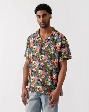 BOSS Short Sleeve Floral Print Beach Shirt - Multicolour