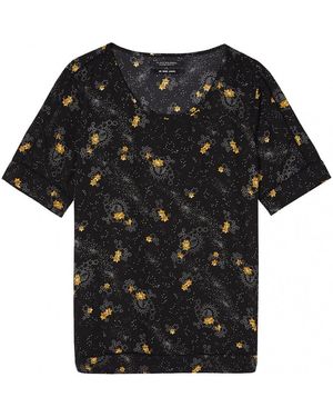 Maison Scotch Silky Feel Printed Ladder Tape Detail Blouse - Black